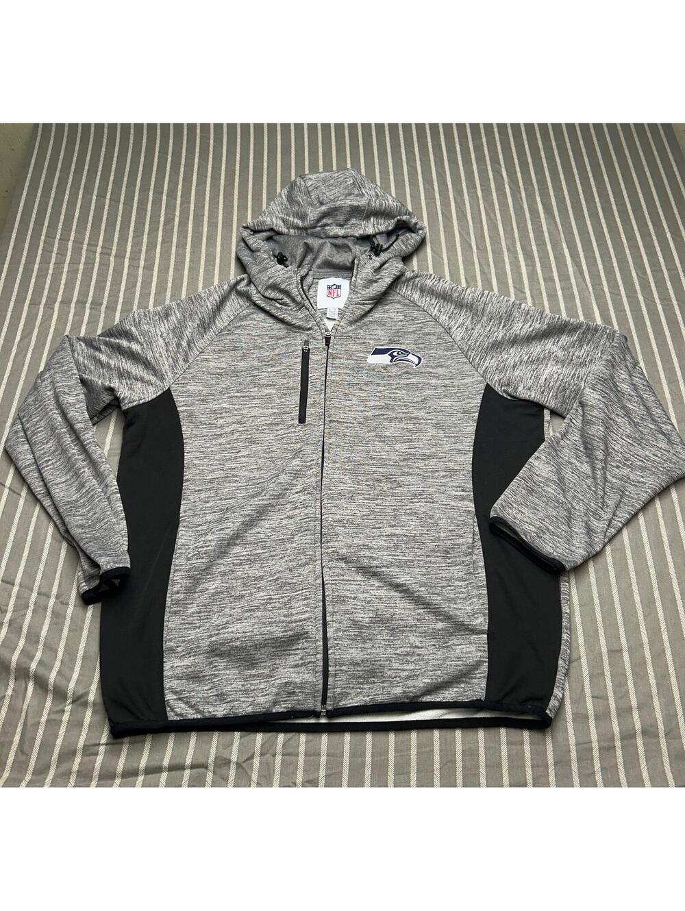 NFL Seattle Seahawks Men's Large Full Zip Hoodie Gray Sweatshirt Football Great